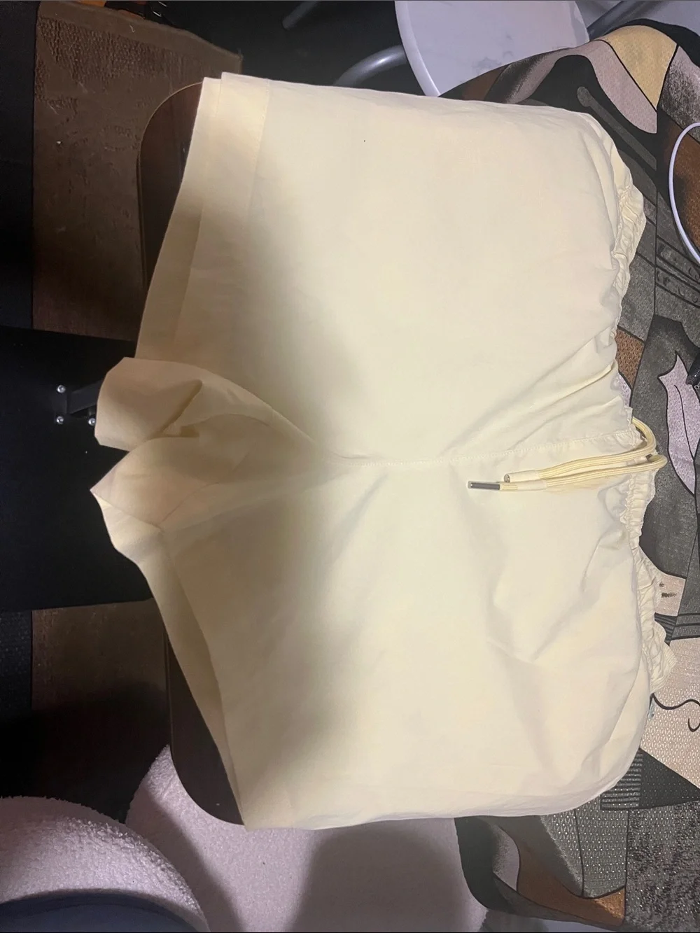 Athleta Pale Yellow High-Waist Lounge Shorts